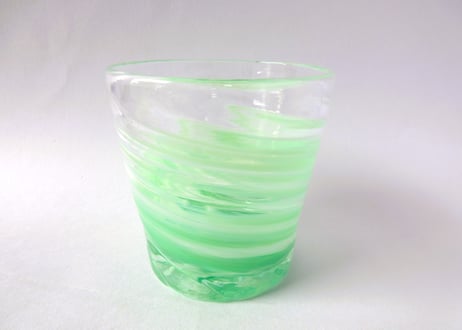 琉球ガラス 大波ロックグラス＊グリーン