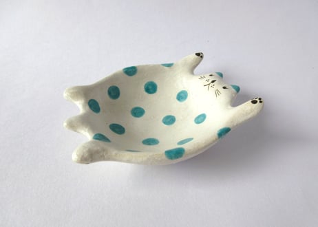 水玉工房　ねこのひらき鉢