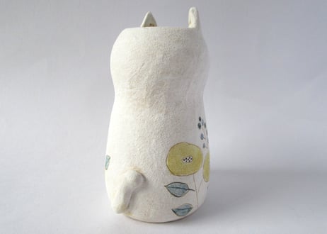 Ki:Ki工房 山下マキコ　ねこの花器 イエロー