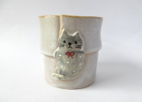 近藤佳寿子 巻きカップ＊グレードットねこ