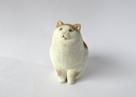 イキモノ雑貨 豆福堂 猫の置物12 茶白猫