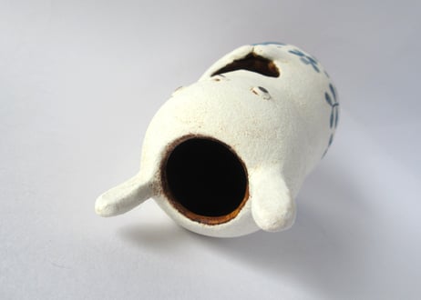 Ki:Ki工房 山下マキコ　うさぎの花器 蒼花
