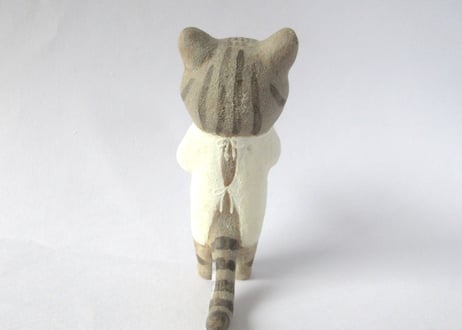イキモノ雑貨 豆福堂 猫の置物 猫と雪うさぎ