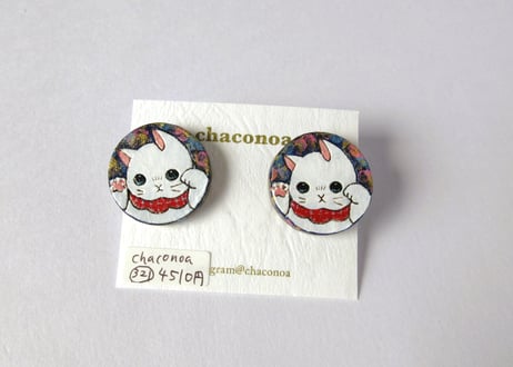 chaconoa 猫の丸ピアス