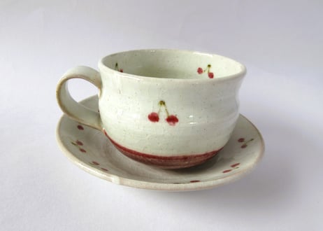 巌陶房 小さなさくらんぼ柄 コーヒーカップB