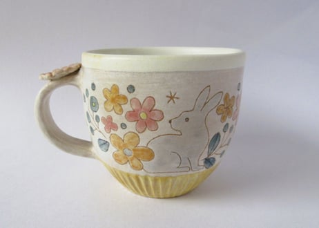 Ki:Ki工房 山下マキコ　花うさぎのマグカップ①