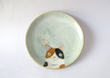 ひのもと工作室 大野和世ねこの小皿 三毛猫3