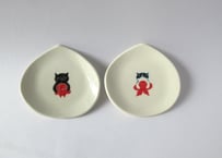 みなかわねこ　ねこの豆皿 黒猫／ハチワレ猫