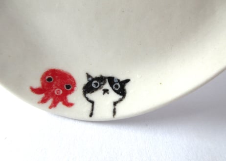 みなかわねこ　ねこのしずく型豆皿E
