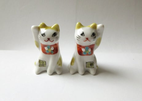 九谷焼 東早苗 ちいさな招き猫＊白茶猫