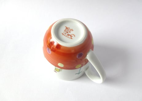 九谷焼 東早苗 クローバー猫とピヨのマグカップ＊茶白猫