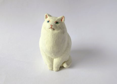 イキモノ雑貨 豆福堂 猫の置物５ 白猫