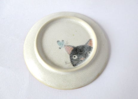 ひのもと工作室 大野和世ねこの小皿 シロネコ３