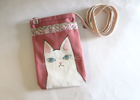 AtelierHASU　おおきな帆布バッグ＆サコッシュセット＊猫とビオラ