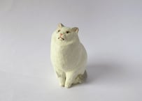 イキモノ雑貨 豆福堂 猫の置物６ グレーブチ猫