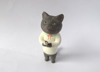 イキモノ雑貨 豆福堂 猫の置物 小鳥と黒猫