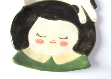 福雪 女の子と猫＊ぶち猫