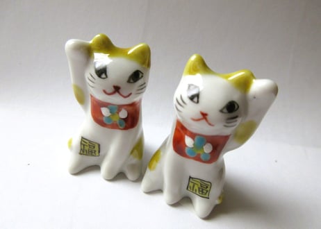 九谷焼 東早苗 ちいさな招き猫＊白茶猫