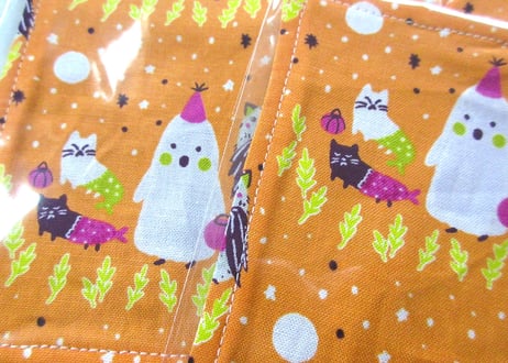 ハロウィンネコのコースター 2枚セット＊不思議ねこたち