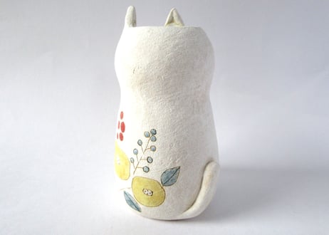 Ki:Ki工房 山下マキコ　ねこの花器 イエロー