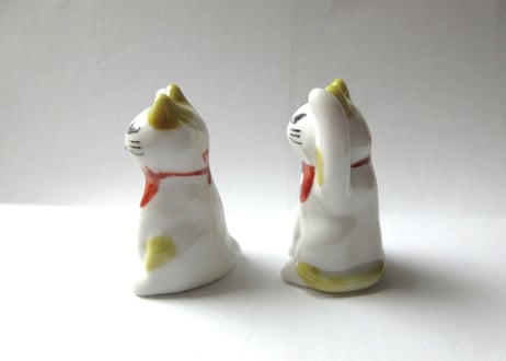 九谷焼 東早苗 ちいさな招き猫＊白茶猫