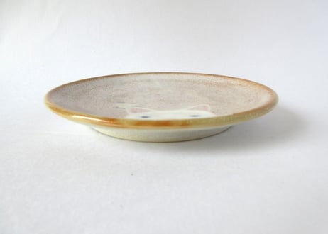 ひのもと工作室 大野和世ねこの小皿 シロネコ３
