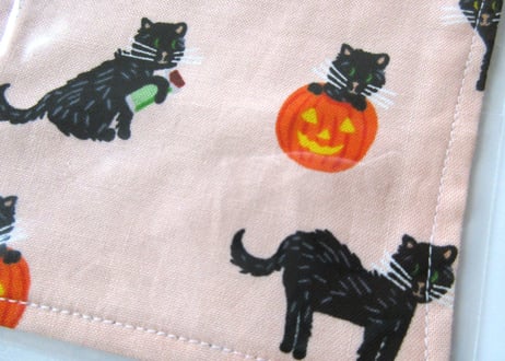ハロウィンネコのコースター 2枚セット＊アプリコット