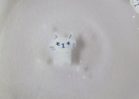 みなかわねこ　ねこのガラス皿 ブルーA