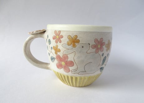 Ki:Ki工房 山下マキコ　花うさぎのマグカップ②