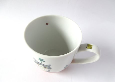 九谷焼 東早苗 クローバー猫とピヨのマグカップ＊サバトラ猫