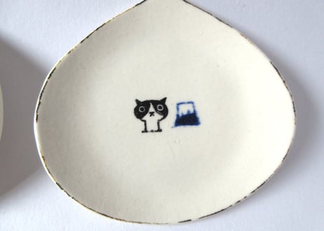 みなかわねこ　ねこの豆皿 だるま／富士山