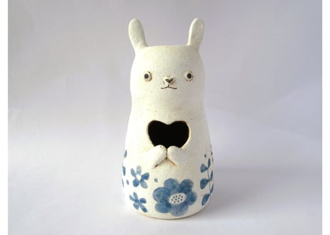 Ki:Ki工房 山下マキコ　うさぎの花器 蒼花