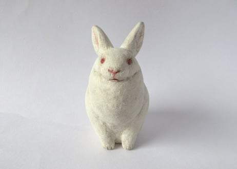 イキモノ雑貨 豆福堂 うさぎの置物５ 白うさぎ