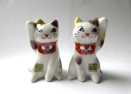 九谷焼 東早苗 ちいさな招き猫＊三毛猫
