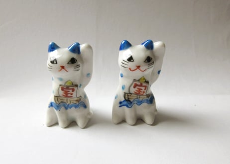 九谷焼 東早苗 ちいさな招き猫＊宝船