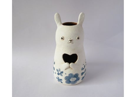 Ki:Ki工房 山下マキコ　うさぎの花器 蒼花