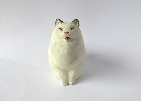 イキモノ雑貨 豆福堂 猫の置物13 黒ブチ猫