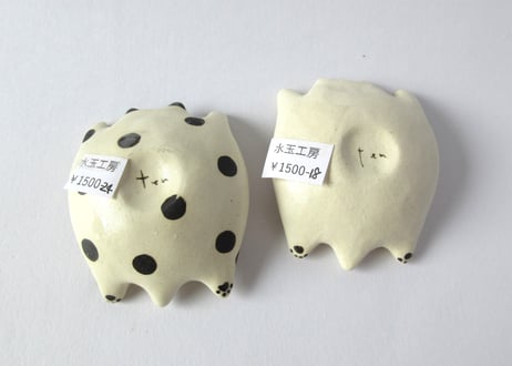 水玉工房　ねこのひらき豆鉢＊ブラック／ホワイト