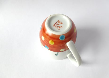 九谷焼 東早苗 クローバー猫とピヨのマグカップ＊茶トラ