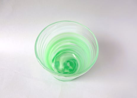 琉球ガラス 大波ロックグラス＊グリーン