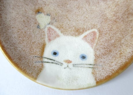ひのもと工作室 大野和世ねこの小皿 シロネコ２