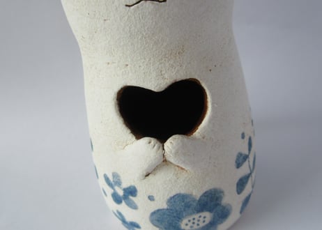 Ki:Ki工房 山下マキコ　うさぎの花器 蒼花
