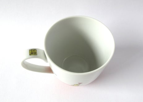 九谷焼 東早苗 クローバー猫とピヨのマグカップ＊茶白猫