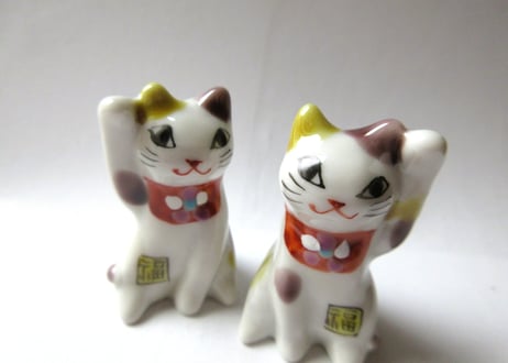 九谷焼 東早苗 ちいさな招き猫＊三毛猫