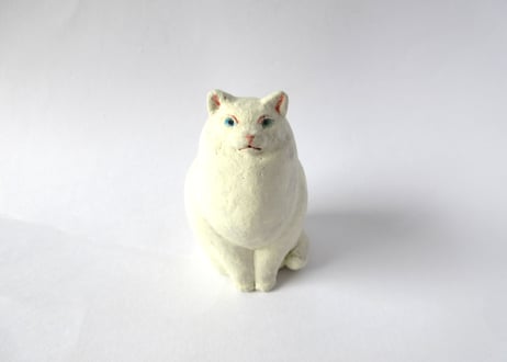 イキモノ雑貨 豆福堂 猫の置物５ 白猫