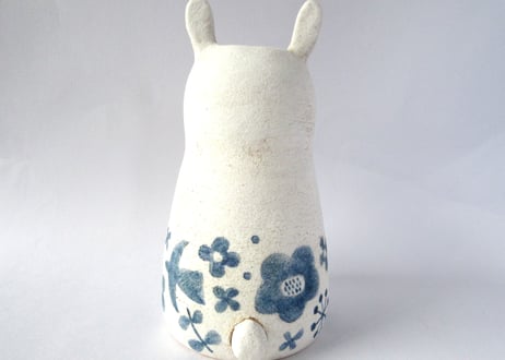 Ki:Ki工房 山下マキコ　うさぎの花器 蒼花