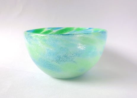 琉球ガラス  風雲小鉢ボウル グリーン2