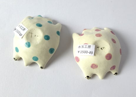 水玉工房　ねこのひらき豆鉢＊ブルー／パープル