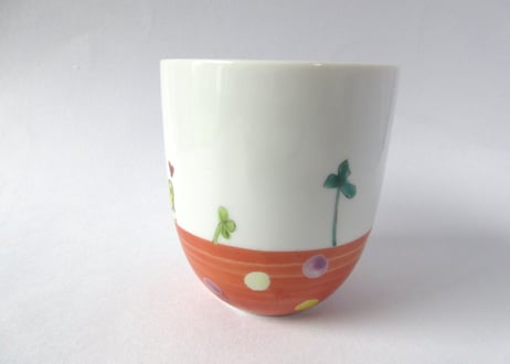 九谷焼 東早苗 クローバー猫とピヨのマグカップ＊茶白猫