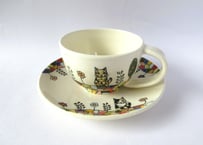 すみ田理恵 モザイク猫のカップ＆ソーサーI サビ・ハチワレ・ミケ